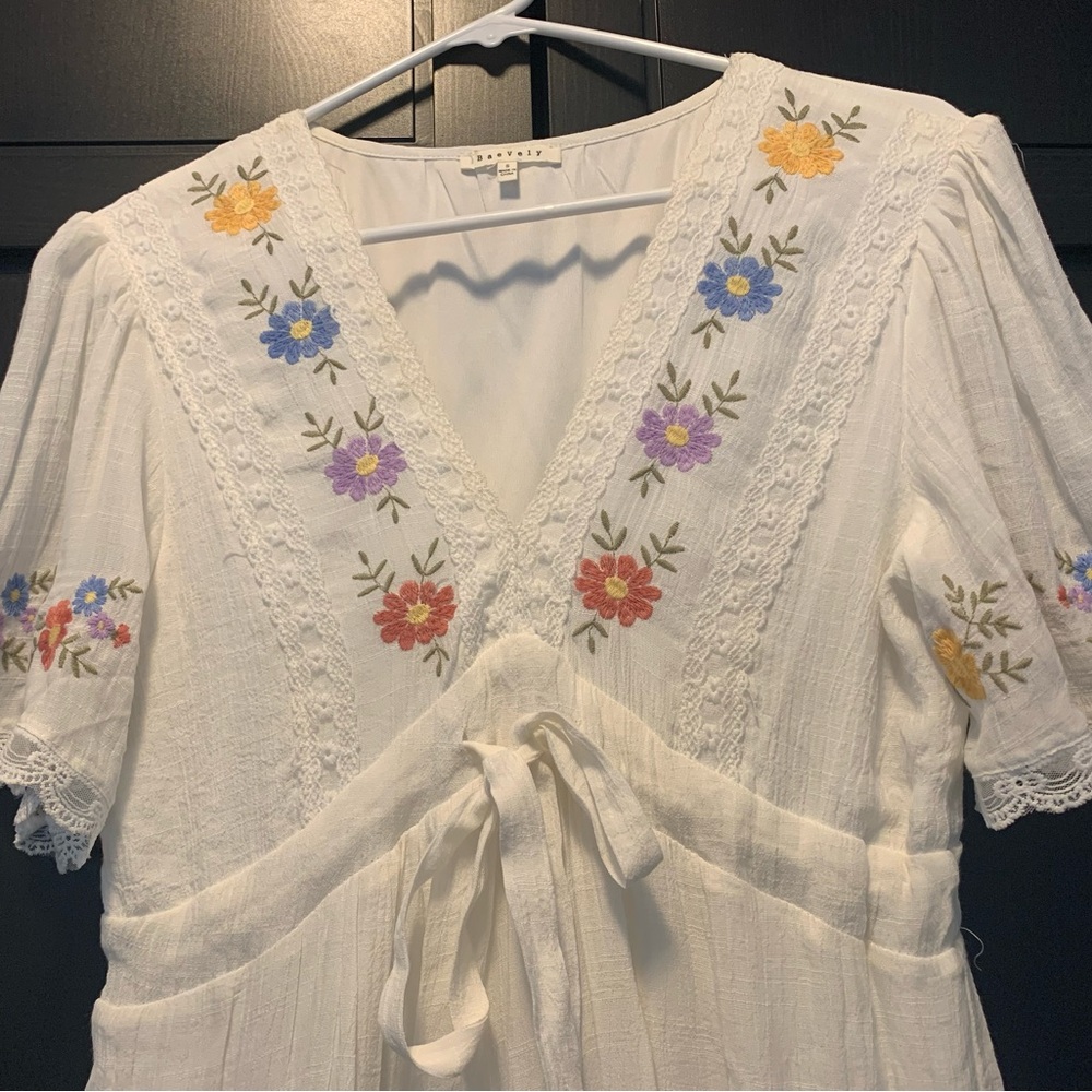Floral Embroidered White Dress